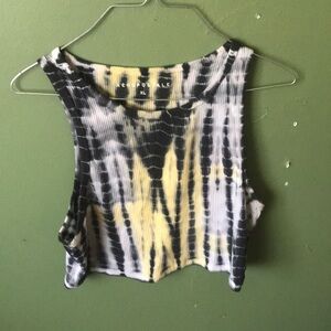 Aeropostale XL Blue and Yellow Tie Dye Crop Top